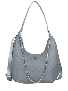 Julia Buxton Nylon Hobo Shoulder/Crossbody Bag in Light Gray New